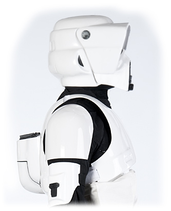 Photo of the chest and back of the scout trooper costume